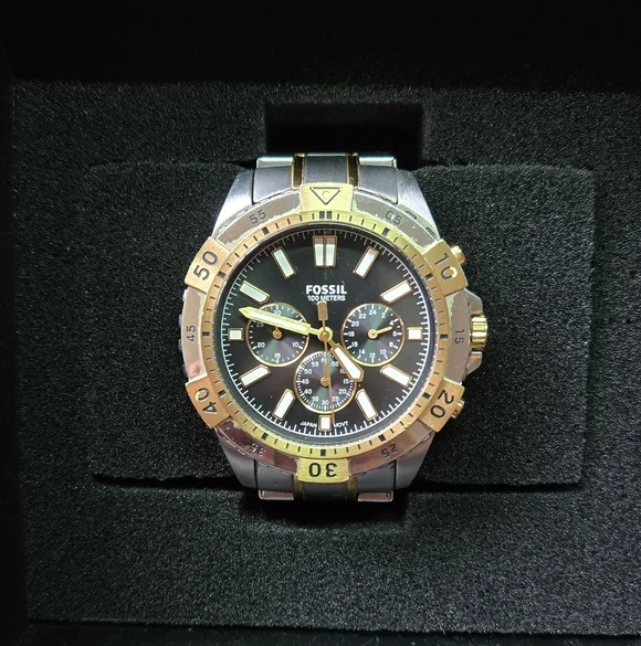 Fossil Garrett FS5771 Gold and Silver Chronograph Watch - Picture 1 of 5